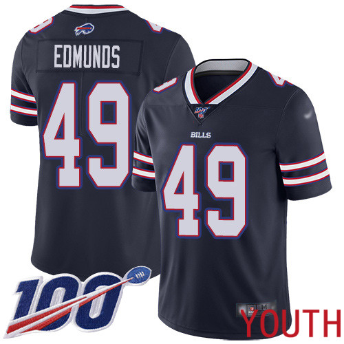 Youth Buffalo Bills 49 Tremaine Edmunds Limited Navy Blue Inverted Legend 100th Season NFL Jersey